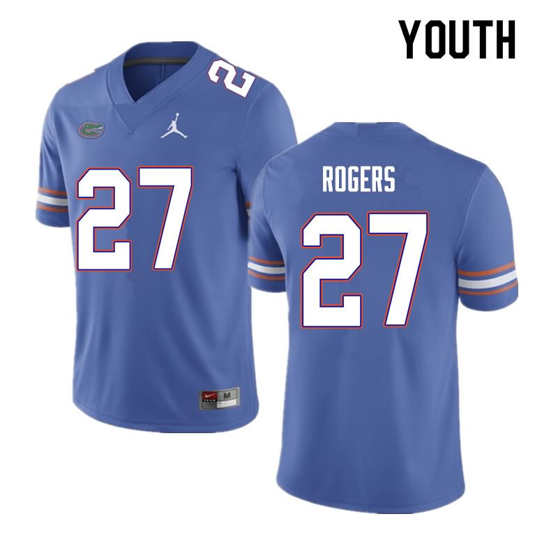 NCAA Florida Gators Jahari Rogers Youth #27 Nike Blue Stitched Authentic College Football Jersey JTA8064EP